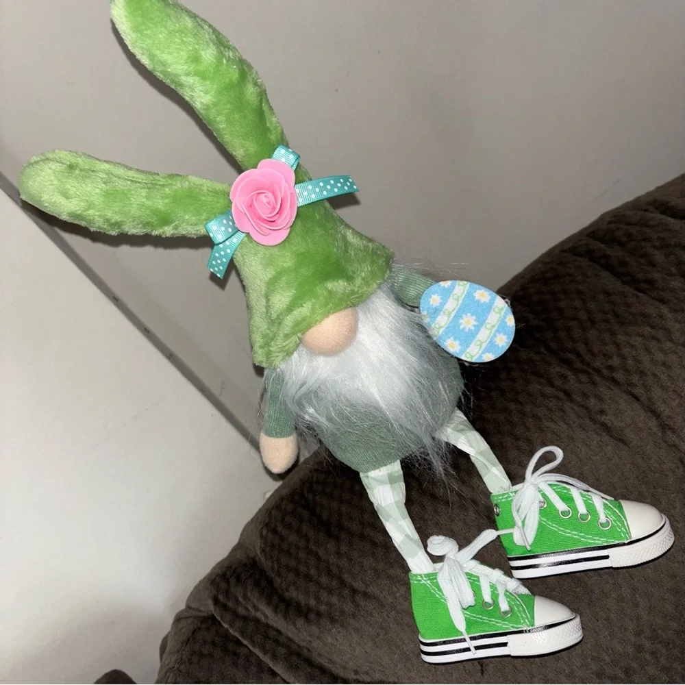 Green Bunny Fabric Table Top Gnome - Picture 7 of 8